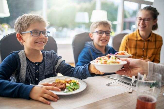 Kids having home made food